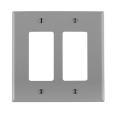 Leviton PJ262-GY 2-Gang GFCI Device Midway Size Thermoplastic Nylon Device Mount Gray Decora Wallplate