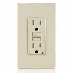 Leviton AFTR1-T Duplex AFCI Receptacle With LED Indicator, 125 VAC, 15 Amp, 2 Poles, 3 Wires, Light Almond