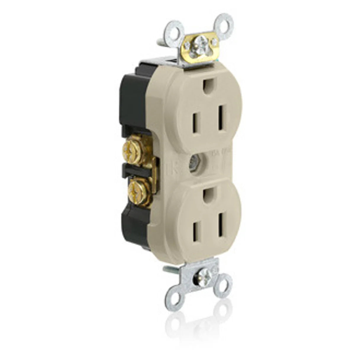 Leviton TBR15-I 15 Amp, 125 Volt, Narrow Body Duplex Receptacle, Commercial Grade, NEMA 5-15R