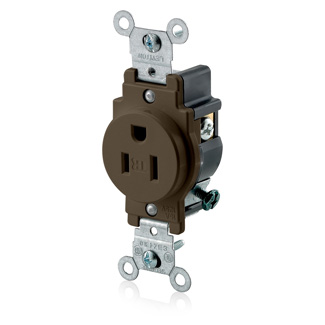 Leviton T5015 1-Phase Grounding Single Tamper Resistant Straight Blade Receptacle 125 VAC 15 A NEMA 5-15R