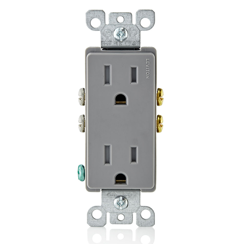 Leviton T5325-GY 15 Amp 125 Volt Tamper-Resistant Decora Duplex Receptacle