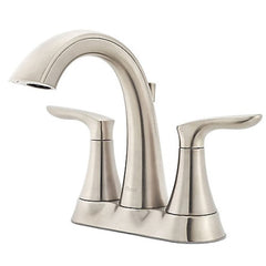 Pfister LG48-WR0K Centerset Lavatory Faucet, Weller, PVD Brushed Nickel, 2 Handles, Metal Pop-Up Drain, 1.2 gpm Flow Rate