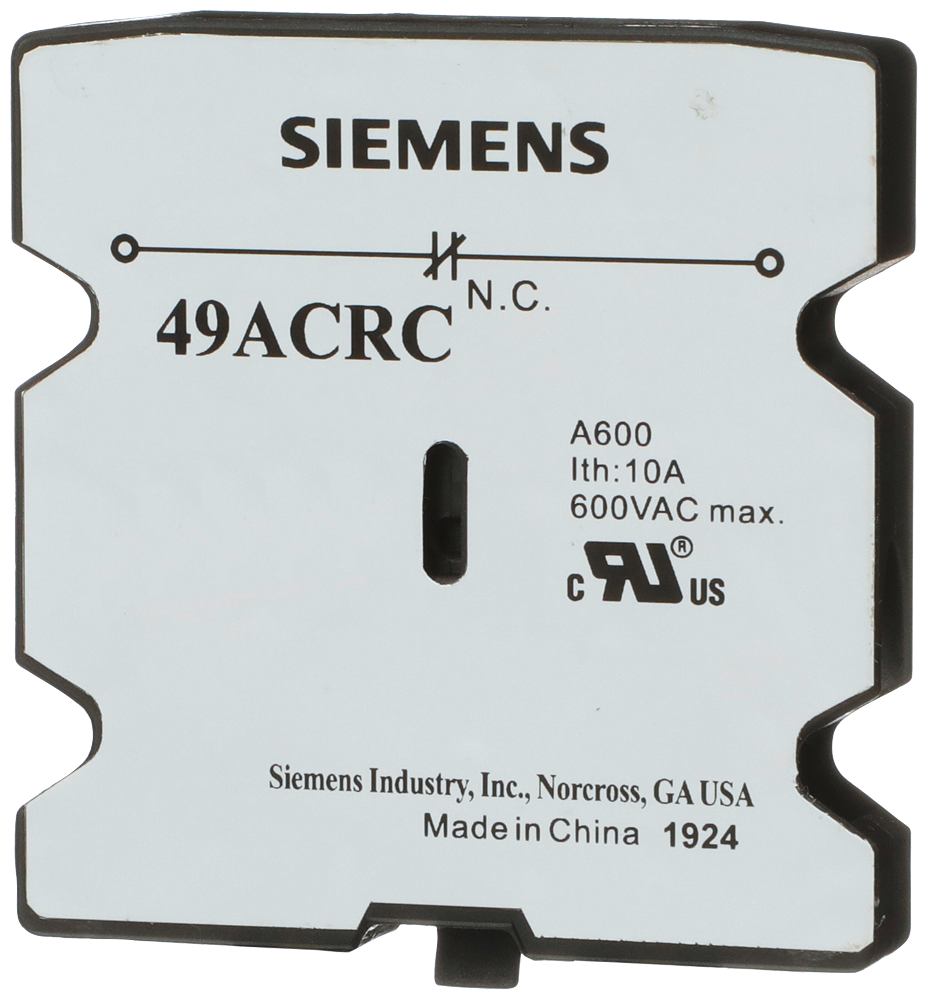 Siemens 49ACRC Aux Switch DP, 1NC, 30 to 60 A