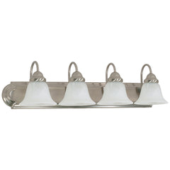 SATCO 60-322 Ballerina Traditional Vanity Light Fixture, 4 A19 Incandescent Lamp, 120 VAC, Brushed Nickel Housing