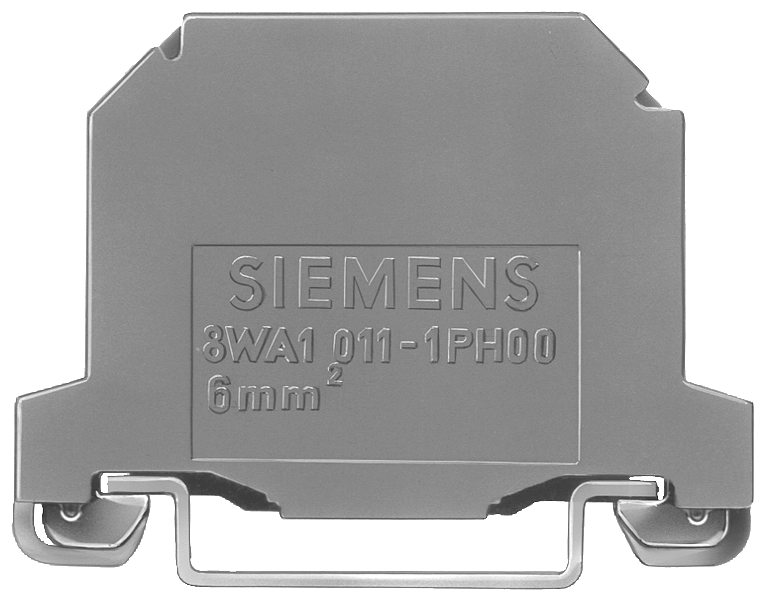 Siemens 8WA10111PH00 Grounding Single Tier Terminal Block, 800 VAC, 41 A, 14 to 8 AWG Wire, DIN Rail Mount