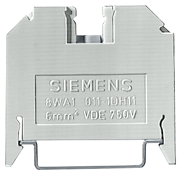 Siemens 8WA1011-1DH11 6 mm. 600 Volt 44 Amp 14 to 18 AWG/16 to 8 AWG 1-Terminal Beige Through Type Terminal Block