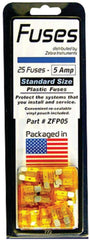 Zebra HVAC ZFP05 5 A Plastic Fast-Acting Fuse 25 per Pack