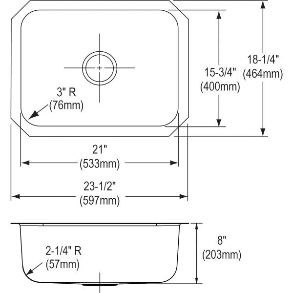 Elkay DCFU2115 Dayton Stainless Steel 23-1/2 x 18-1/4 x 8, Single Bowl Undermount Sink