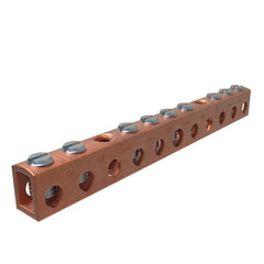 ILSCO D167-8 Copper Neutral Bar, Conductor Range 4-14 Main, 6-14 Tap, 9 Ports