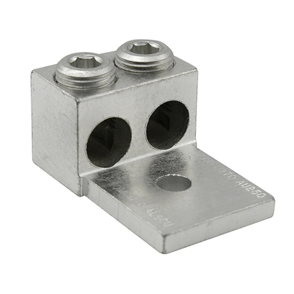 ILSCO AU-2/0 Aluminum Mechanical Lug, Conductor Range 2/0-14, 2 Ports, 1 Hole, 1/4 in Bolt Size