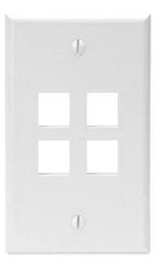 Leviton 41080-4WP Single-Gang QuickPort Wall Plate, 4-Ports, White