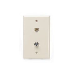 Leviton 40259-I Standard Telephone Wall Jack, 6P4C x F, Screw Terminals, Ivory