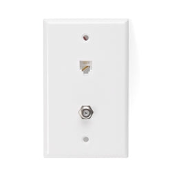 Leviton 40259-W Standard Telephone Wall Jack, 6P4C x F, Screw Terminals, White