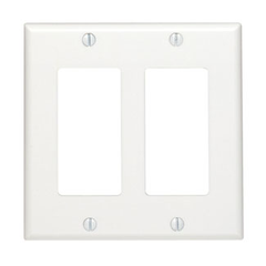 Leviton 80409-NW Decora 2-Gang GFCI Device Wallplate, White