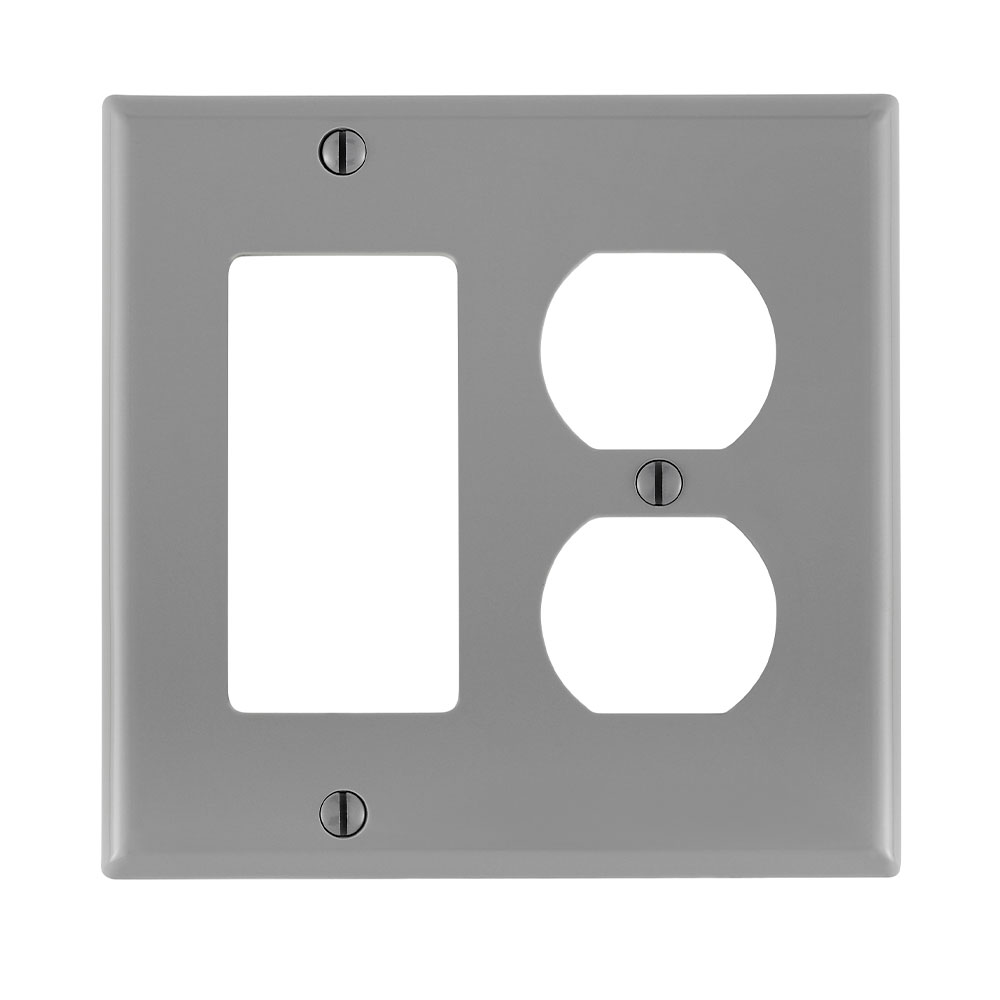 Leviton 80746-GY 1DUP/1DECORA NYL WP Standard Size Combination Wallplate