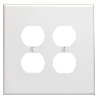 Leviton 88116 5.31 x 0.255 x 5.25 Inch 2-Gang Smooth White Thermoset Device Mount Oversize Duplex Receptacle Wallplate