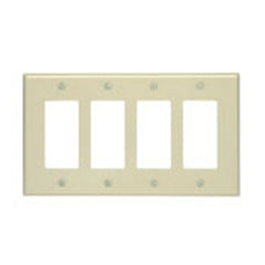 Leviton 80612-T 4-Gang Decora GFCI Device Decora Wallplate Midway Size Light Almond