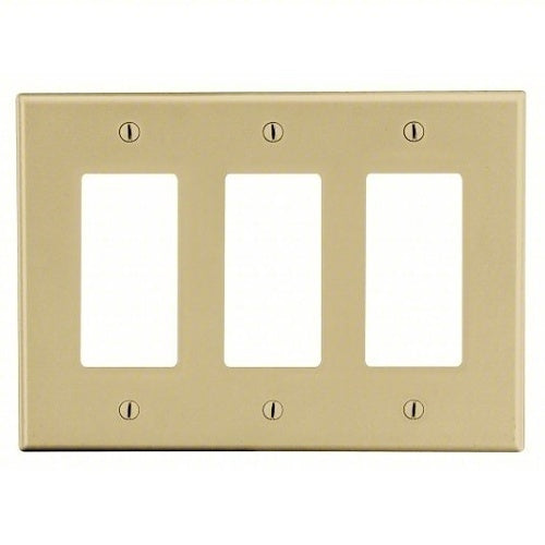 Leviton PJ263-I Decora 3-Gang Midway Size Wallplate, Ivory