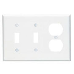 Leviton PJ21-I Combination Device 2 Toggle/1 Duplex Outlet Opening 3-Gang Midway Size Wallplate