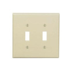 Leviton PJ2-I 2-Gang Toggle Switch Wallplate Midway Size Ivory