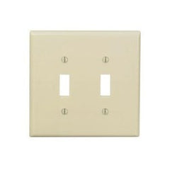 Leviton PJ2-I 2-Gang Toggle Switch Wallplate Midway Size Ivory