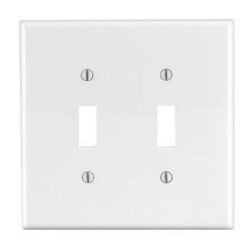 Leviton PJ2-W 2-Gang Toggle Switch Wallplate, Midway Size, White