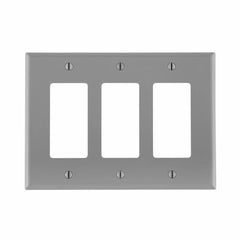 Leviton PJ263-GY 3-Gang Decora/GFCI Decora Wallplate, Midway Size, Gray