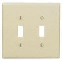 Leviton PJ2-T 2-Gang Toggle Switch Wallplate Midway Size Light Almond