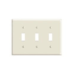 Leviton PJ3-W 3-Gang Toggle Switch Wallplate, Midway Size