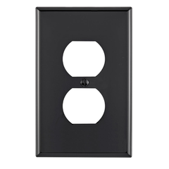 Leviton PJ8-E 1-Gang Midway Size Thermoplastic Nylon Device Mount Black Duplex Receptacle Wallplate