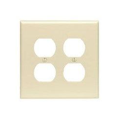 Leviton PJ82-I 2 Gang Duplex Receptacle Wallplate Midway Size Ivory