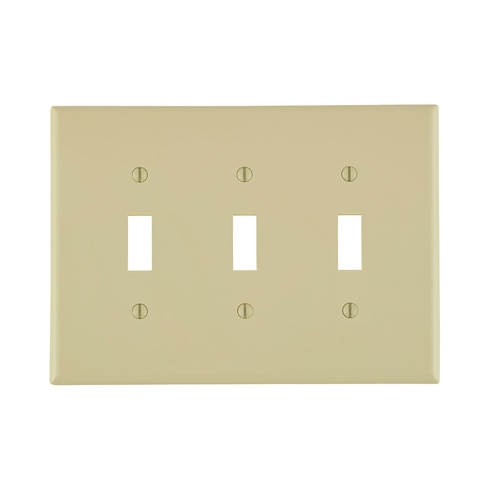 Leviton PJ3-I 3-Gang Toggle Switch Wallplate, Midway Size, Ivory