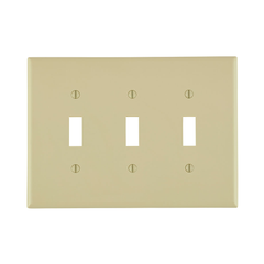 Leviton PJ3-I 3-Gang Toggle Switch Wallplate, Midway Size, Ivory