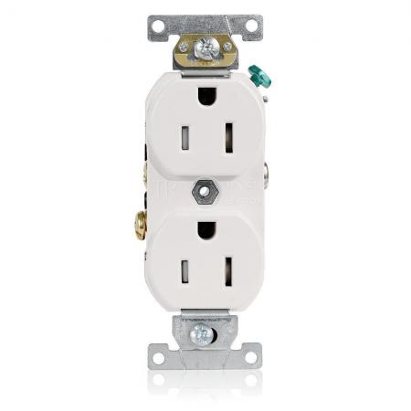 Leviton TBR15-W 15 Amp 125 Volt NEMA 5-15R 2P 3W Tamper Resistant Duplex Receptacle