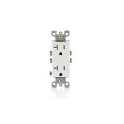 Leviton T5825-W 20 Amp, Tamper-Resistant, Decora Duplex Receptacle, Residential Grade - White