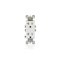 Leviton T5825-W 20 Amp, Tamper-Resistant, Decora Duplex Receptacle, Residential Grade - White