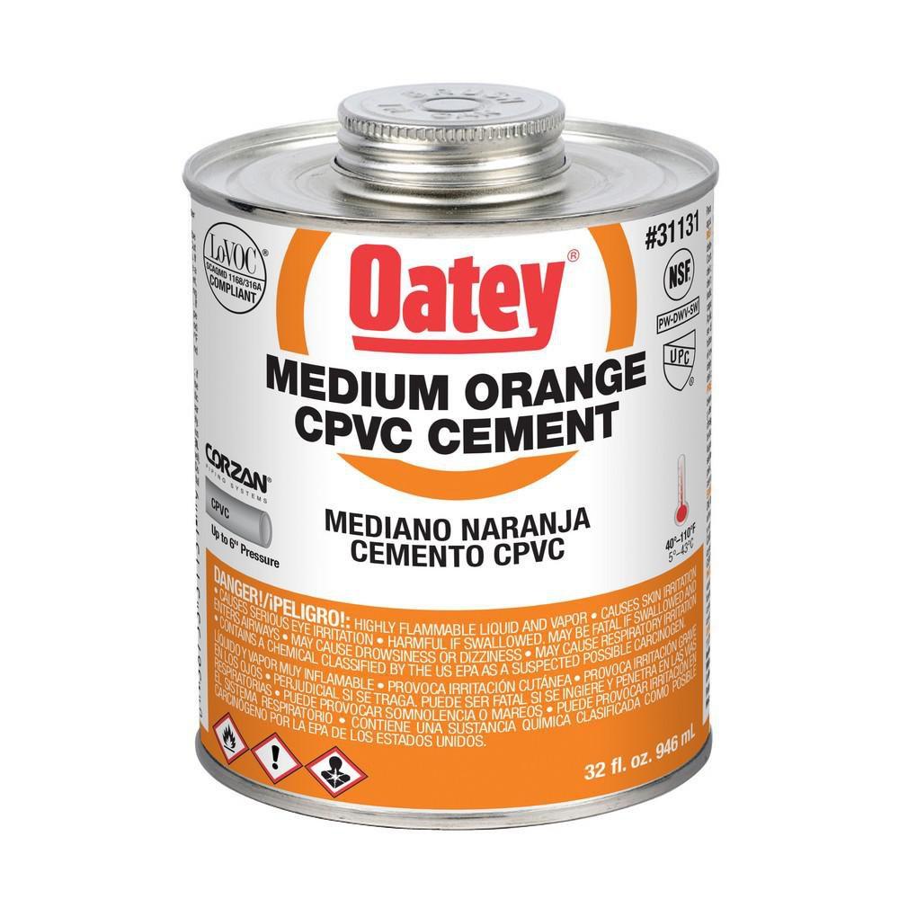 Oatey 31131 32 oz Plastic Orange Pipe Cement