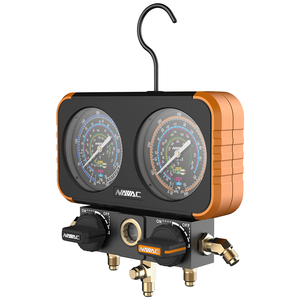 NAVAC N2A4B Manifold Gauge, 800 psi Pressure, 3-1/8 in Dia Dial, Class 1.0 Accuracy