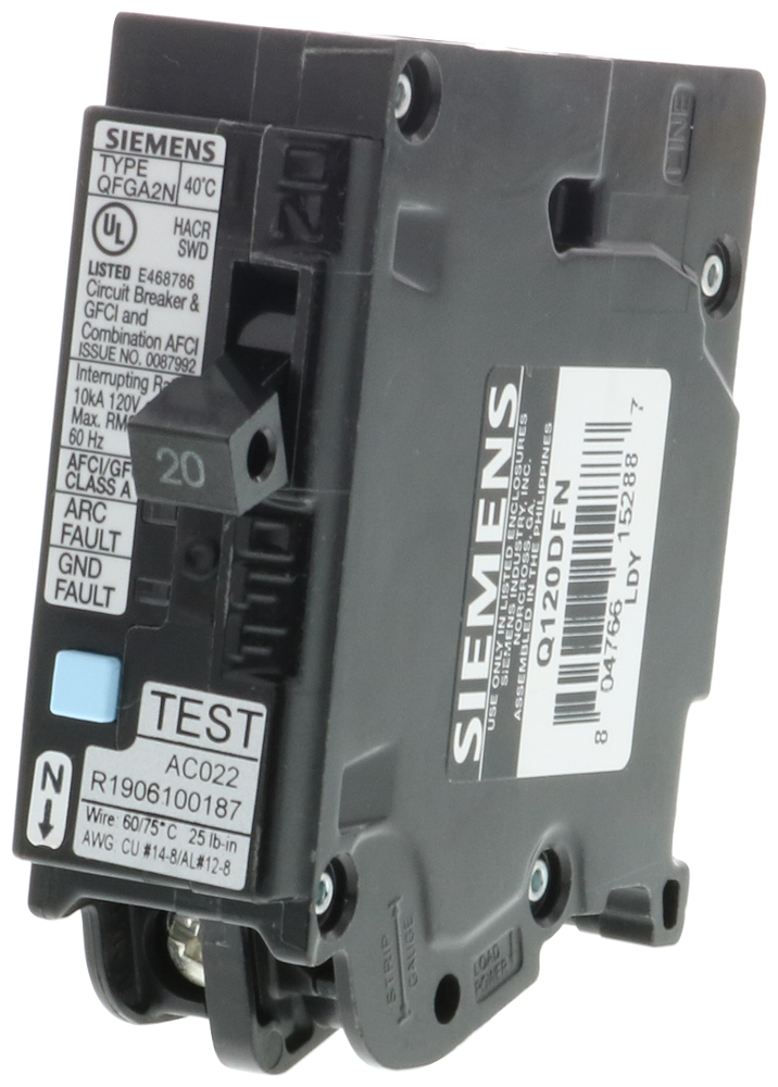 Siemens Q120DFN Low Voltage Arc-Fault/Ground-Fault Dual Function Circuit Breaker 120V 20A 10kA