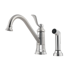 Pfister LG34-4PS0 Portland Single Handle Kitchen Faucet with Side Spray in Stainless Steel