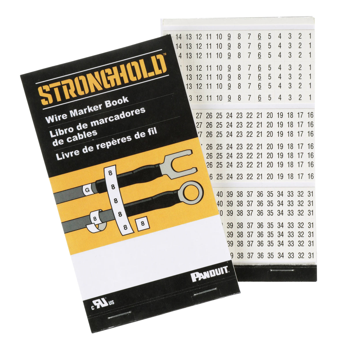 Panduit PCMB-15 StrongHold Pre-Printed Wire Marker Book 1.38 in x 0.22 in