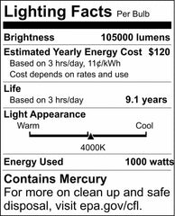 SATCO S5835 1000W BT56 HID Light Bulb with Mogul Base