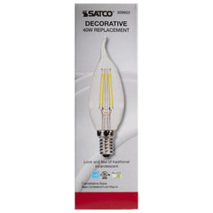 SATCO S29923 4W CA11 LED Bulb Candelabra E-12 Base 2700 Kelvin 360 Degree Dimmable 120V