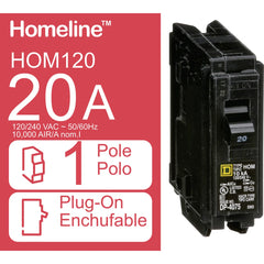 Square D HOM120 Square D HOM120 20 Amp Miniature Circuit Breaker 120/240 Volt