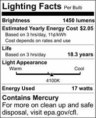 SATCO S8406 17W 24 in. T8 Fluorescent Light Bulb 4100 Kelvin with Medium Bi-Pin Base