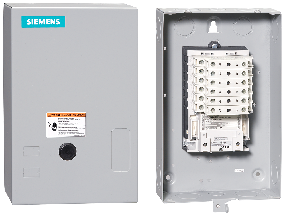 Siemens LCE01C008120A 110/115 to 120 VAC 30 Amp 8-Pole 8NO NEMA 1 Electrically Held Lighting Contactor