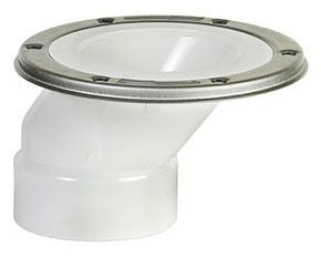 Sioux Chief 889-POM 4 ID, 3 Hub, PVC Body, 430 Stainless Steel Swivel Ring, Offset, Flush to Floor, Open