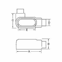 ABB LL27-G Ocal LL-Type Conduit Body, 3/4 in Hub, 2 Hubs, PVC Coated