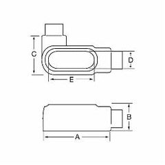 ABB LL27-G Ocal LL-Type Conduit Body, 3/4 in Hub, 2 Hubs, PVC Coated