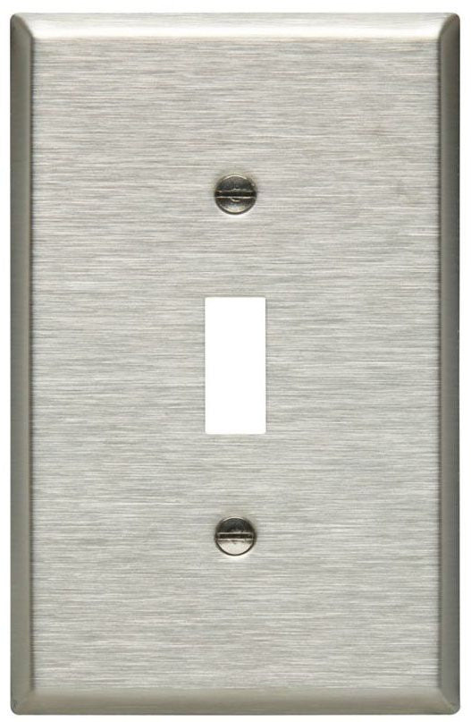 EATON 93971-BOX Wallplate Mid-Sized Toggle Switch 1 Gang Stainless Steel